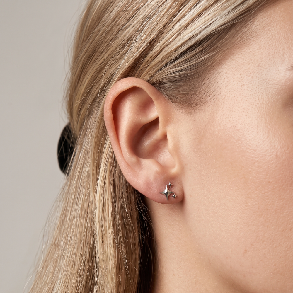 Titanový dekorativní labret - tři hvězdičky