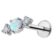 Tytanowy Labret Ozdobny - Opal z Cyrkoniami