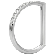 Clicker segmentato in titanio con zirconi - Anello a D