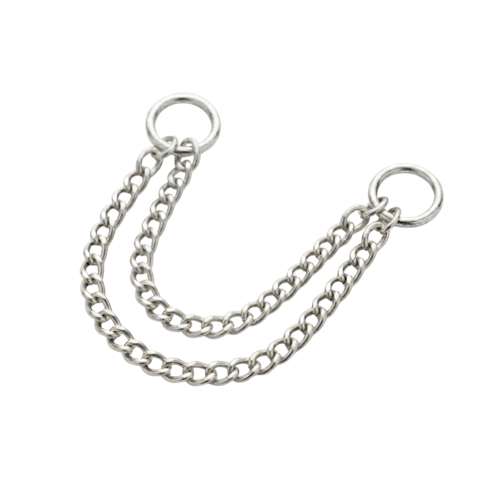 double chain silver piercing