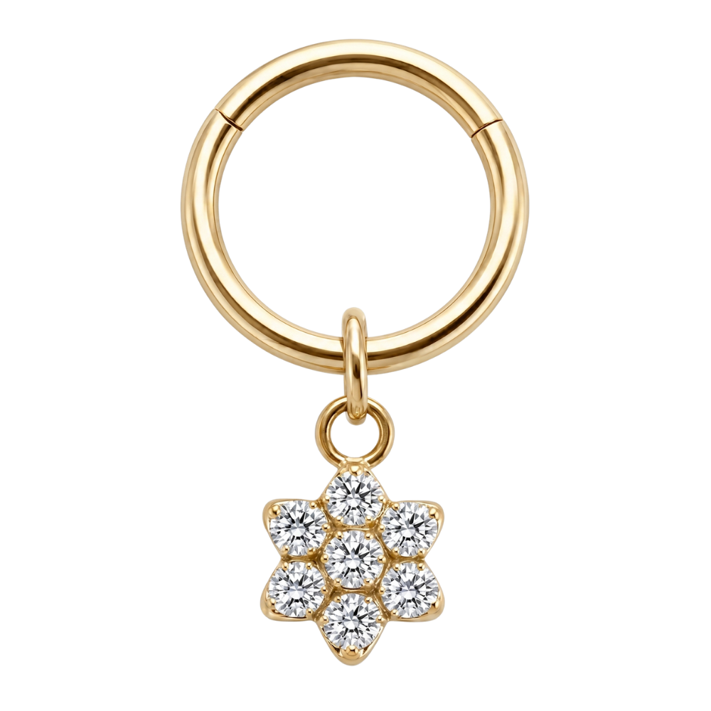 clicker en titane avec pendentif étoile en or